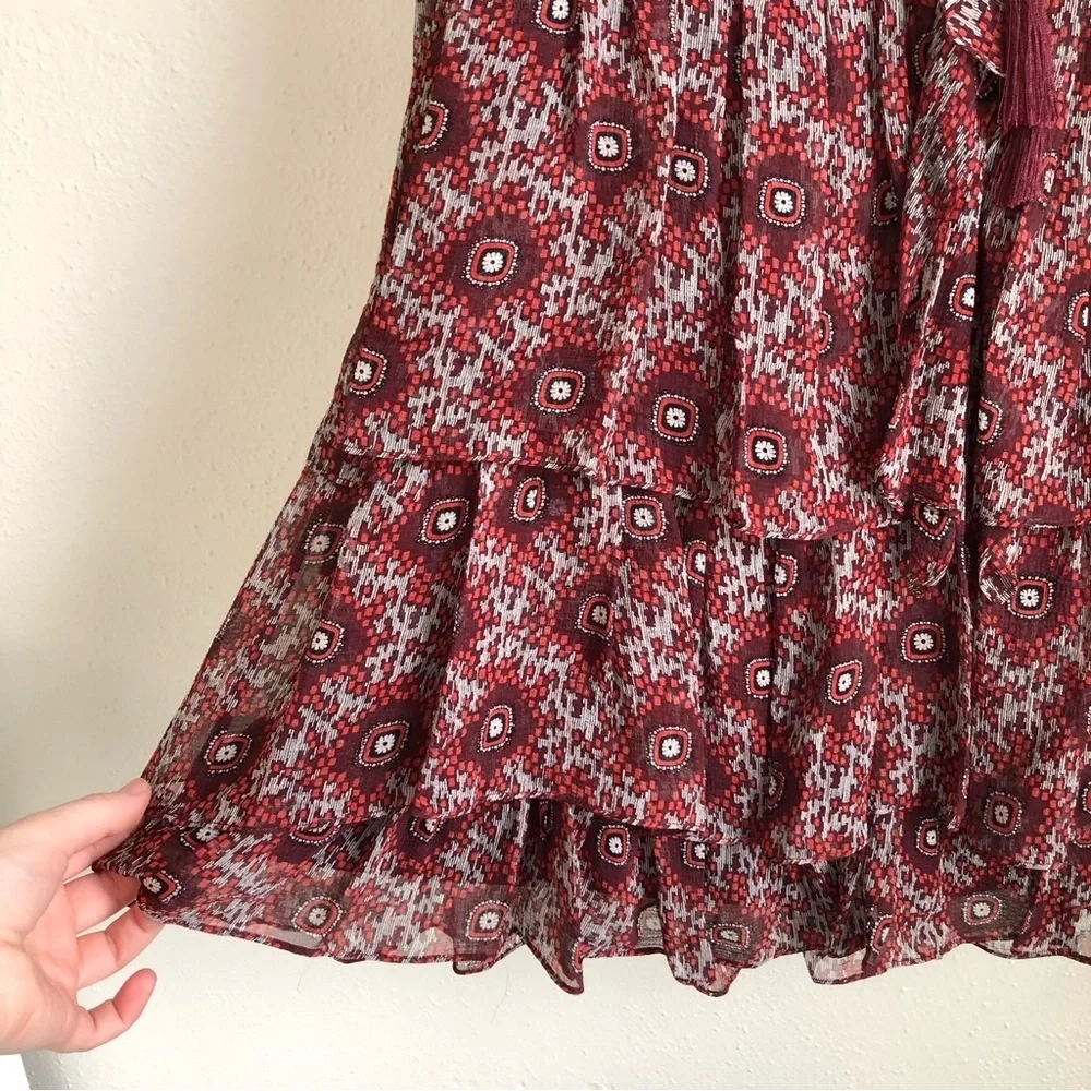 100% Silk Cinq á Sept Jasmine Floral Ruffle Fringe Dress - Picture 12 of 14